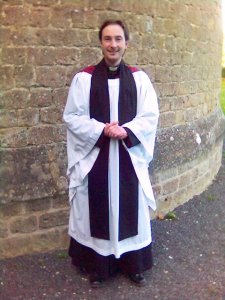 Old picture of the author wearing Anglican choir habit.